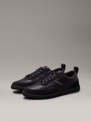 black/granite road leather trainers for men calvin klein