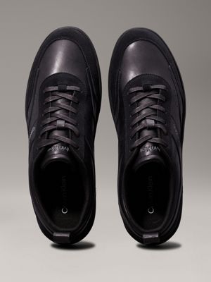 black/granite road leather trainers for men calvin klein