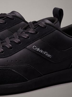 black/granite road leather trainers for men calvin klein