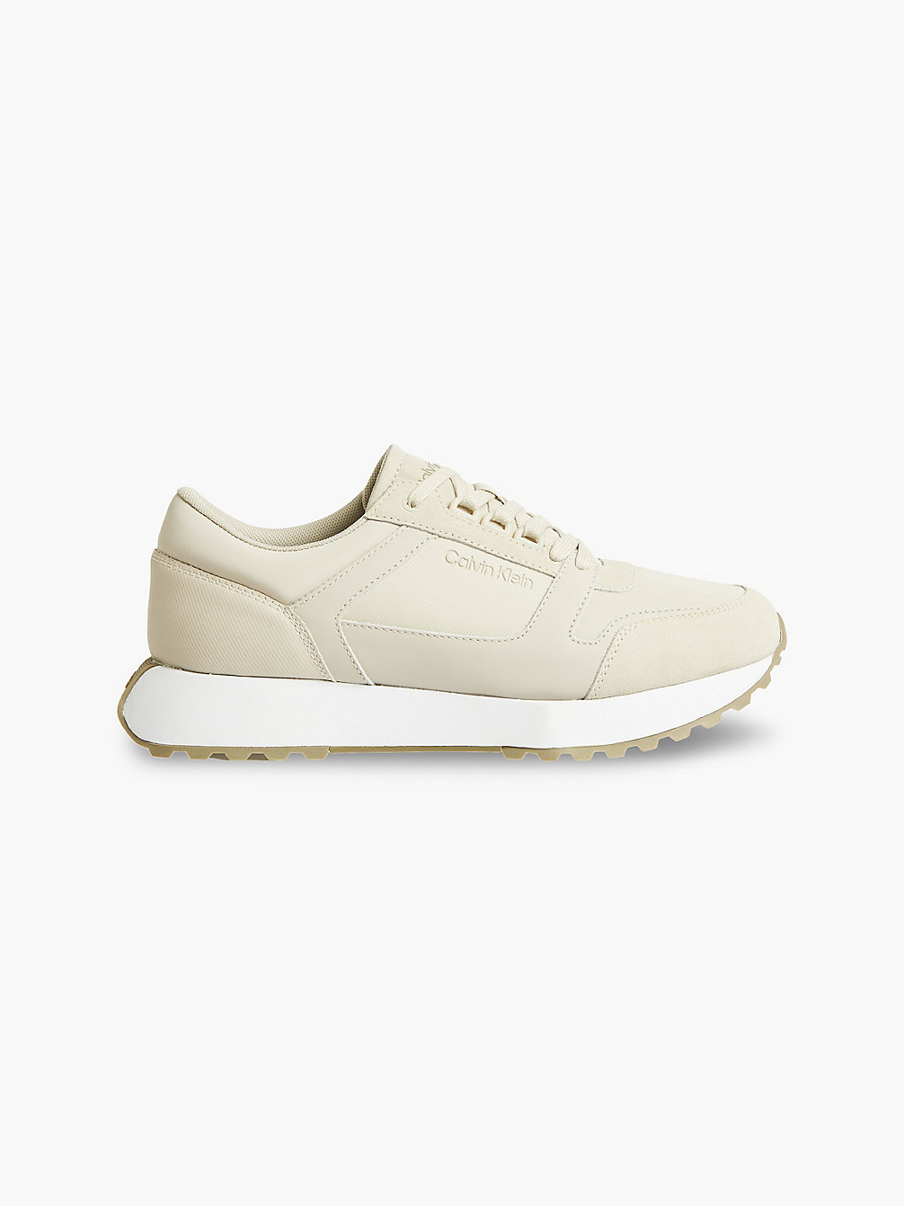 FEATHER GRAY/WHITE/ALOE Leather Trainers undefined men Calvin Klein