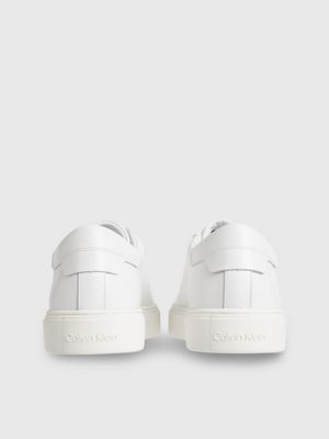 TRIPLE WHITE Leather Trainers for men CALVIN KLEIN