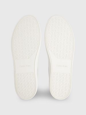 TRIPLE WHITE Leather Trainers for men CALVIN KLEIN