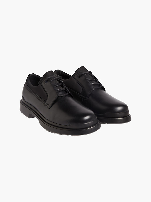 PVH BLACK Leather and Recycled Nylon Lace-Up Shoes for men CALVIN KLEIN