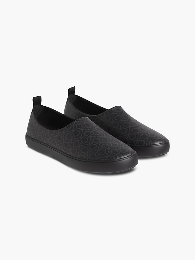 black mono recycled logo slippers for men calvin klein