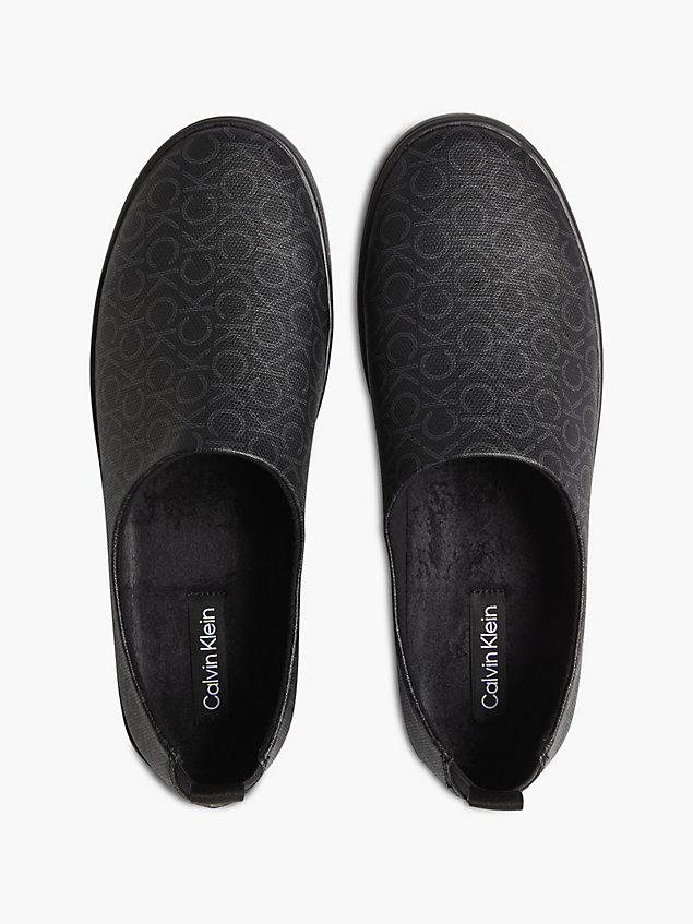 black recycled logo slippers for men calvin klein