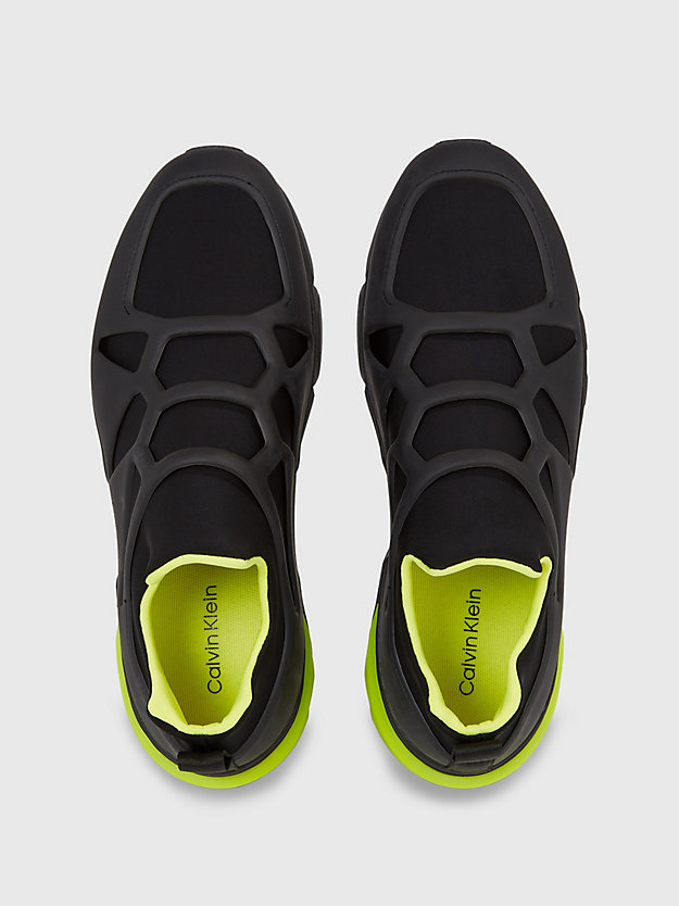 black/lime citrus wsuwane buty sportowe z neoprenu dla mężczyźni - calvin klein