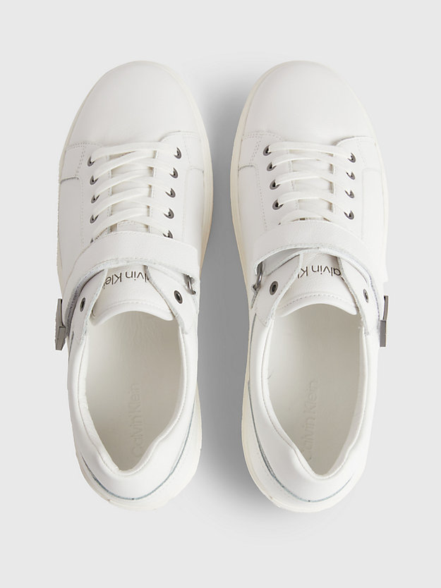 bright white leather trainers for men calvin klein