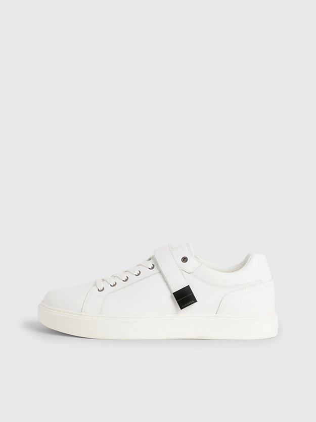 BRIGHT WHITE Leather Trainers for men CALVIN KLEIN