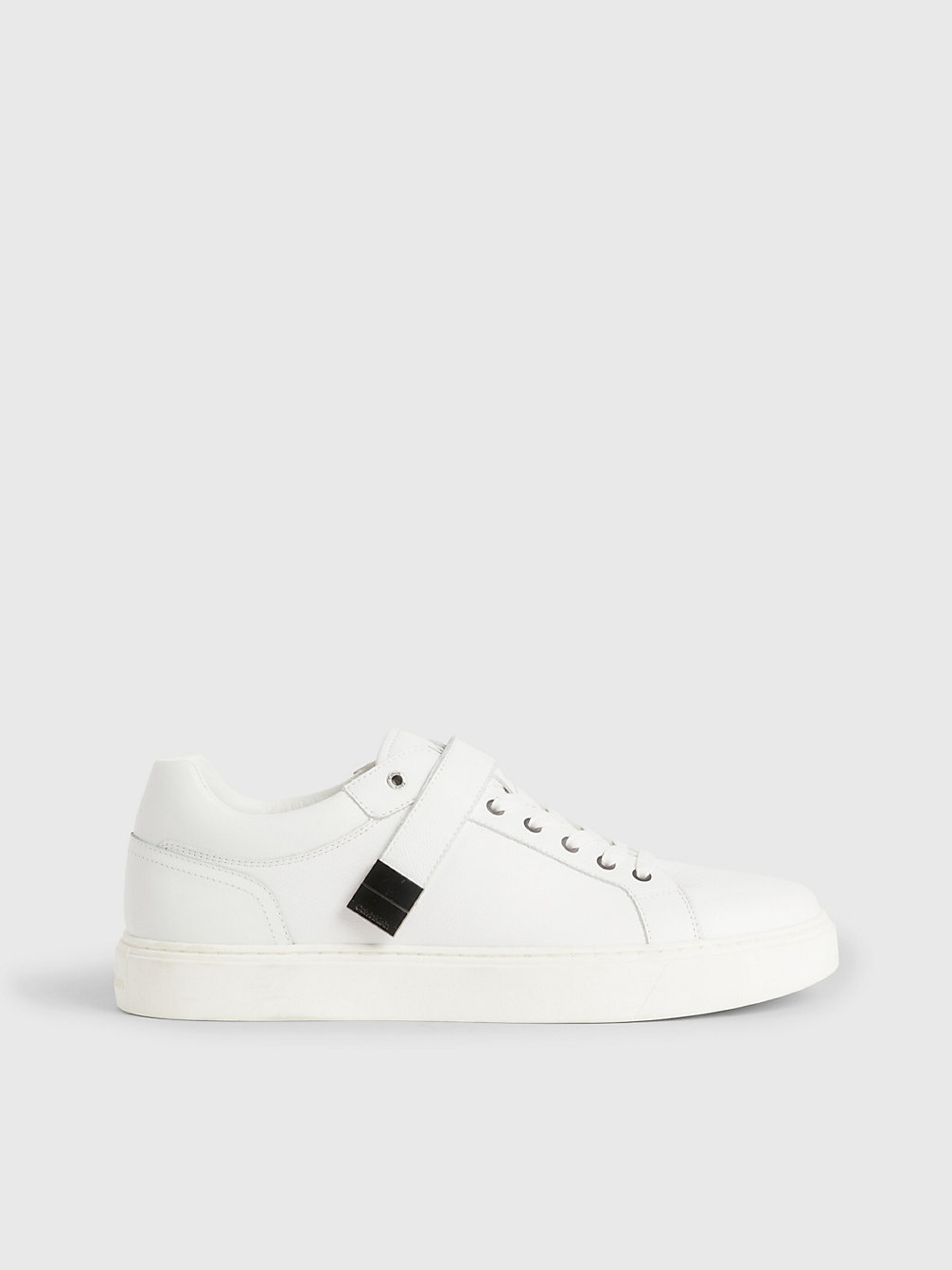 BRIGHT WHITE Leather Trainers undefined men Calvin Klein