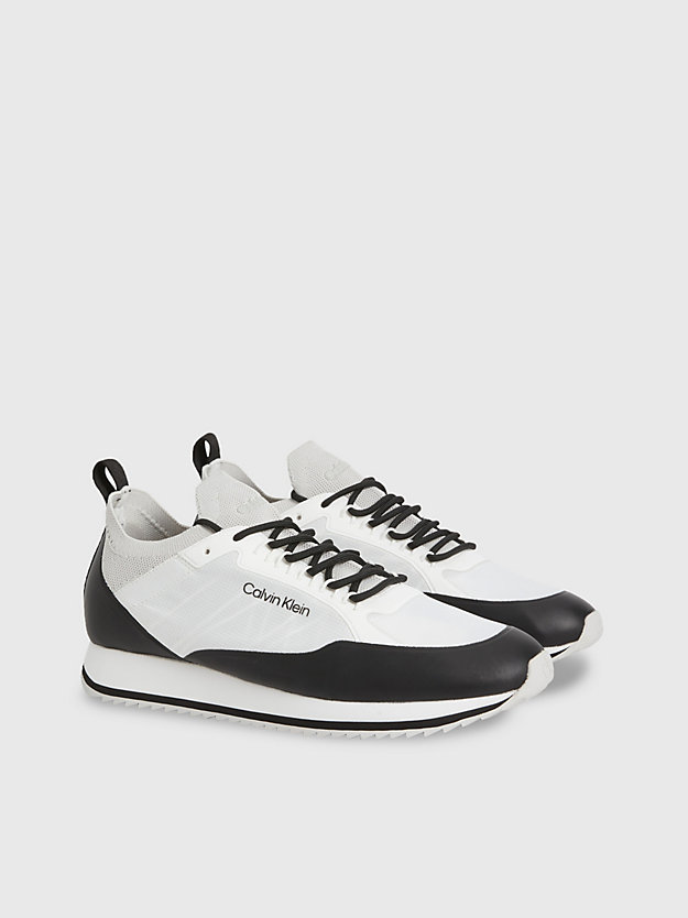 WHITE/BLACK Recycled Knit Trainers for men CALVIN KLEIN