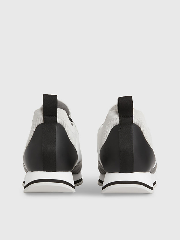 zapatillas de punto de materiales reciclados white / black de hombres calvin klein