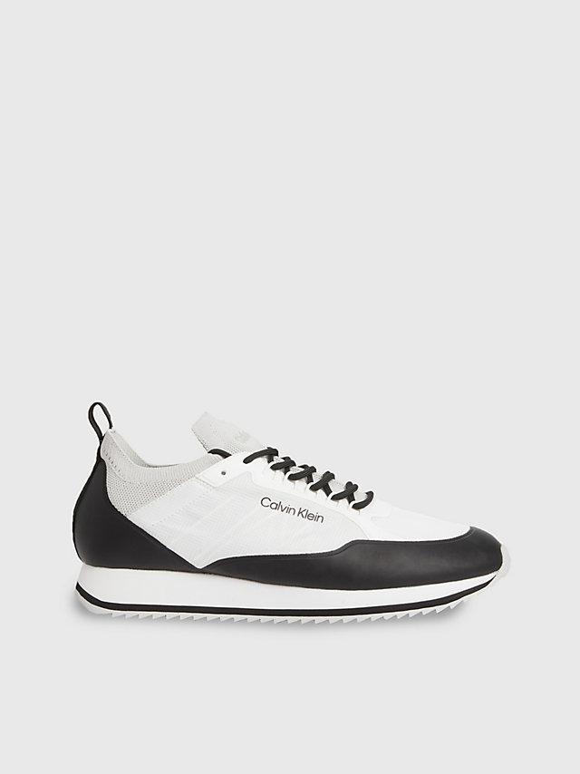 White / Black Recycled Knit Trainers undefined men Calvin Klein