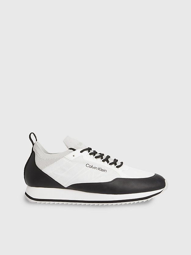 white / black recycled knit trainers for men calvin klein