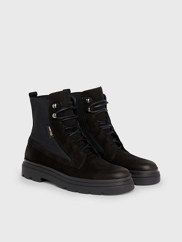 black recycled cordura® and leather boots for men calvin klein