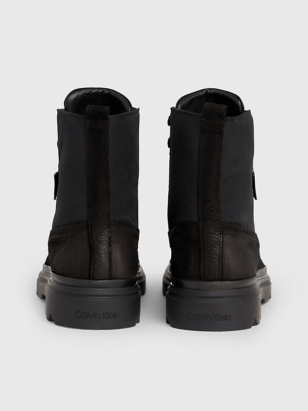 black recycled cordura® and leather boots for men calvin klein