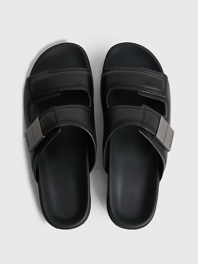 sandales en cuir black pour hommes calvin klein
