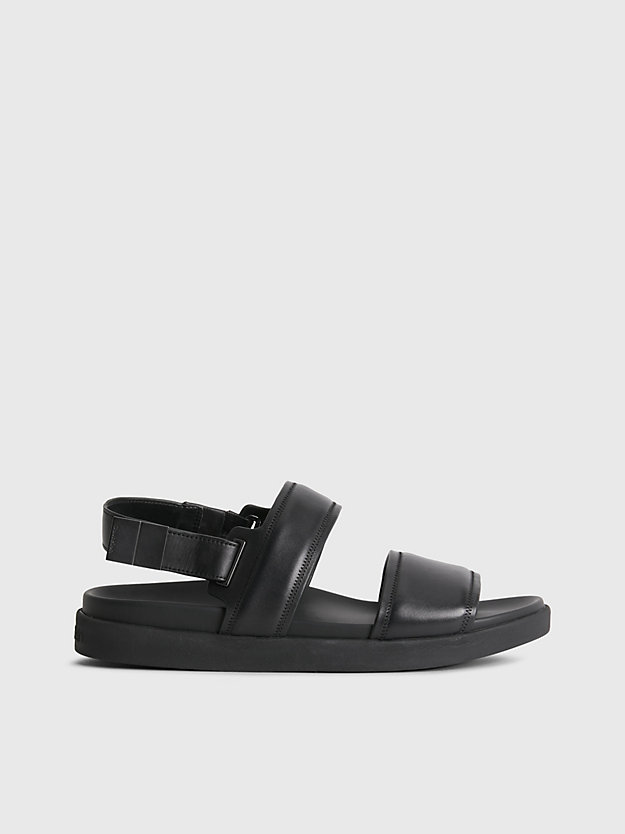 ck black leather sandals for men calvin klein