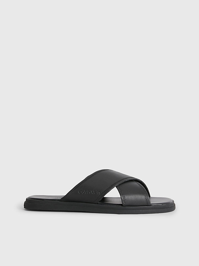 black leather sandals for men calvin klein