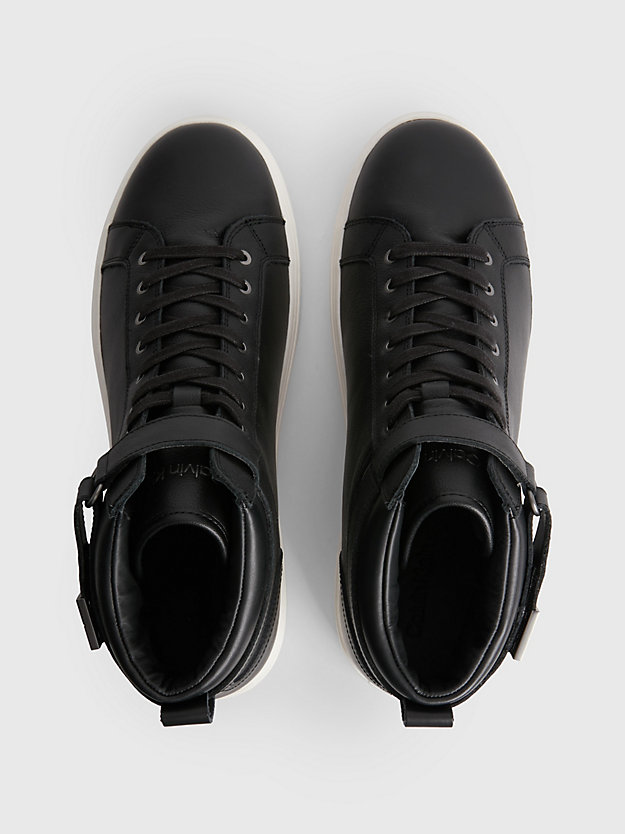CK BLACK Leather High-Top Trainers for men CALVIN KLEIN