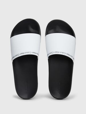 bright white logo sliders for men calvin klein