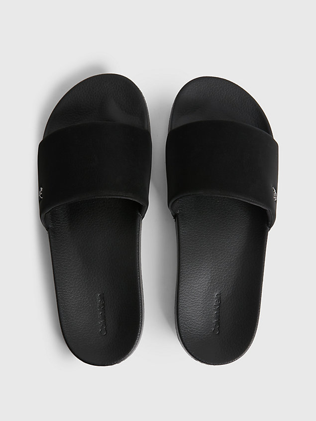 black slipper aus recyceltem material für herren - calvin klein