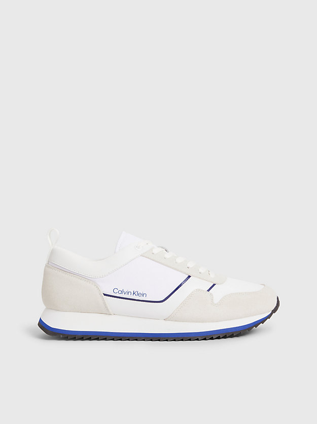 white/ultra blue suede trainers for men calvin klein