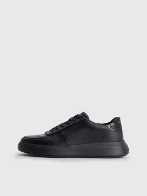 TRIPLE BLACK Leather Trainers for men CALVIN KLEIN