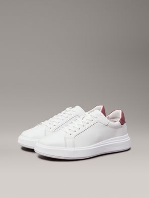 white/apple butter leather trainers for men calvin klein