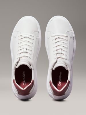 white/apple butter leather trainers for men calvin klein