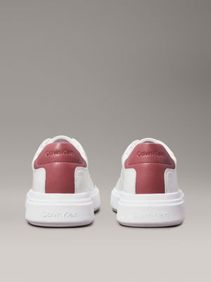 white/apple butter leather trainers for men calvin klein