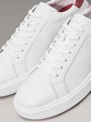 white/apple butter leather trainers for men calvin klein