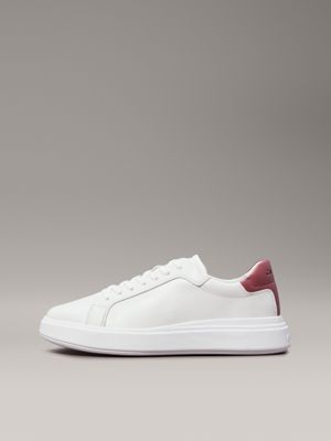 white/apple butter leather trainers for men calvin klein