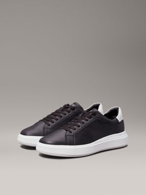 ck black leather trainers for men calvin klein