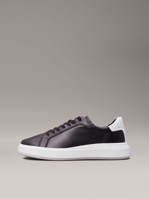 ck black leather trainers for men calvin klein