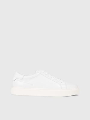 Mens white leather on sale trainers