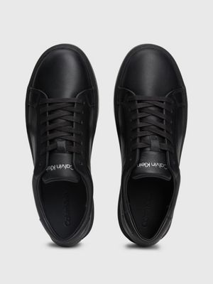 Calvin klein black store leather trainers