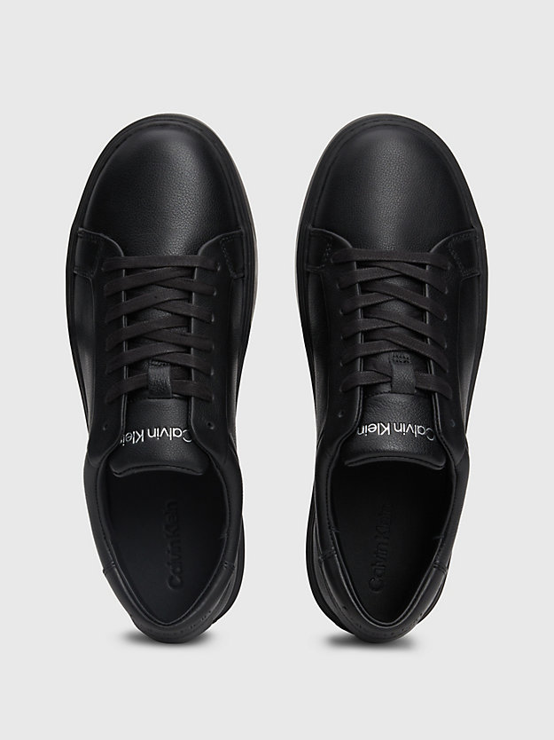 triple black leder-sneakers für herren - calvin klein