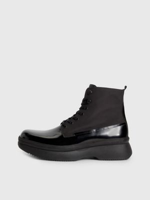 black skórzane buty za kostkę dla mężczyźni - calvin klein