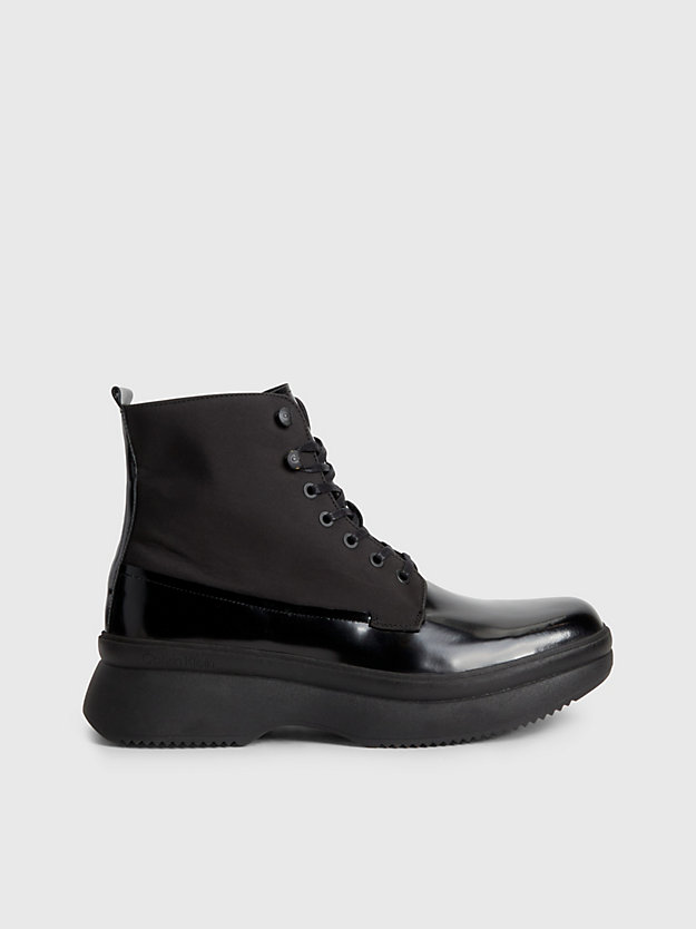 TRIPLE BLACK Leather Boots for men CALVIN KLEIN