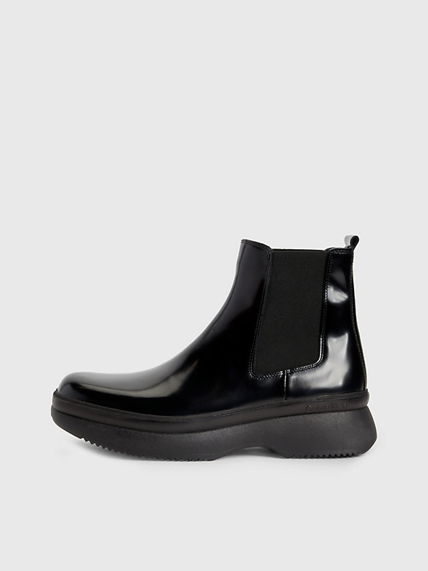 TRIPLE BLACK Leather Chelsea Boots for men CALVIN KLEIN