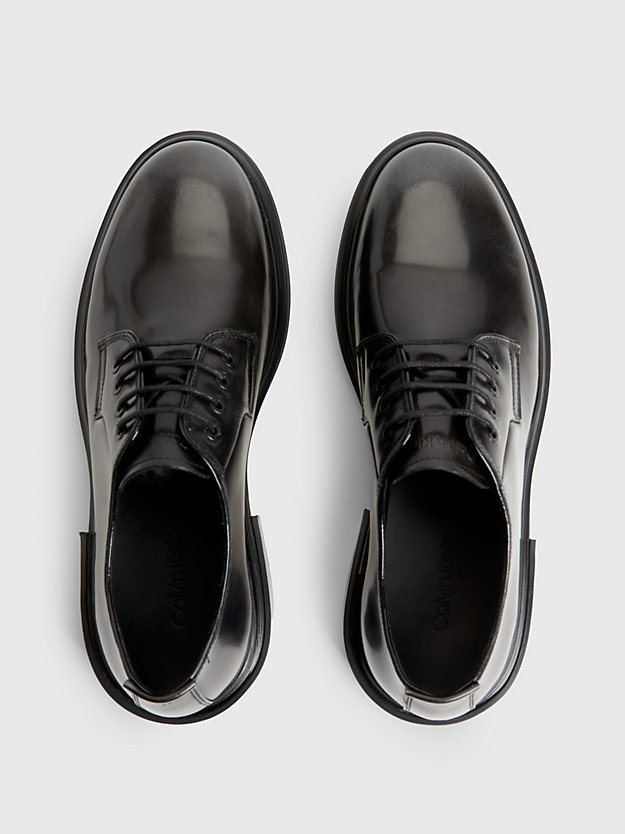 BLACK/MAGNET Leather Lace-Up Shoes for men CALVIN KLEIN