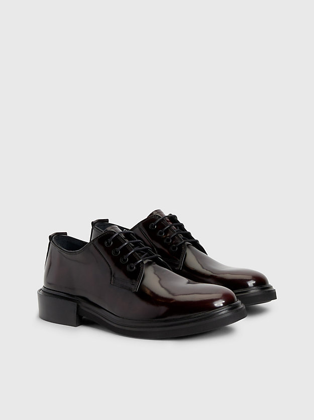 BLACK/BURGUNDY Zapatos de piel con cordones de hombre CALVIN KLEIN