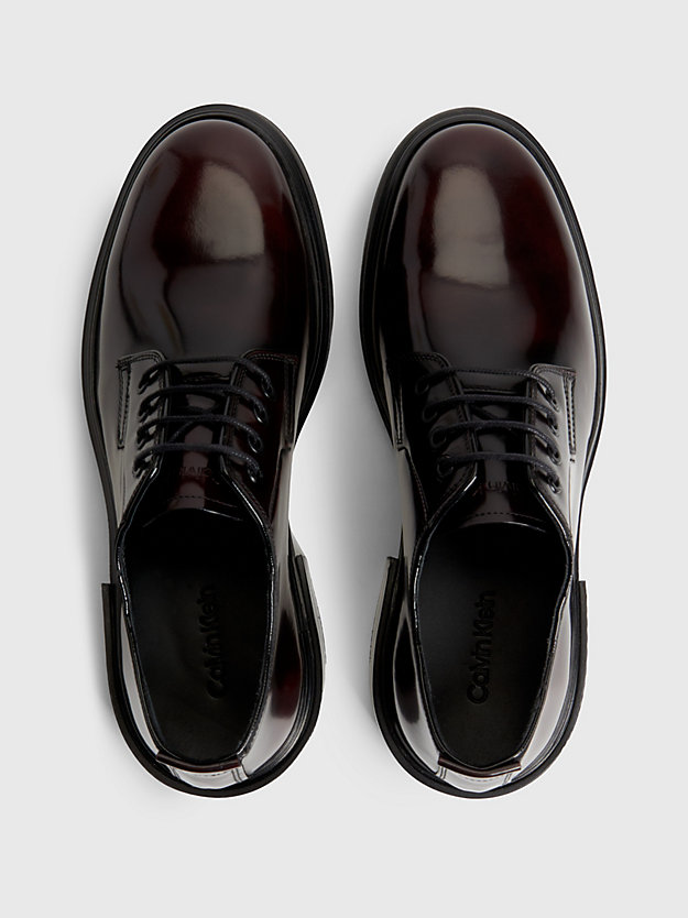 BLACK/BURGUNDY Zapatos de piel con cordones de hombre CALVIN KLEIN