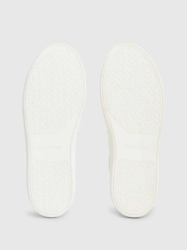 TRIPLE WHITE Leather Trainers for men CALVIN KLEIN