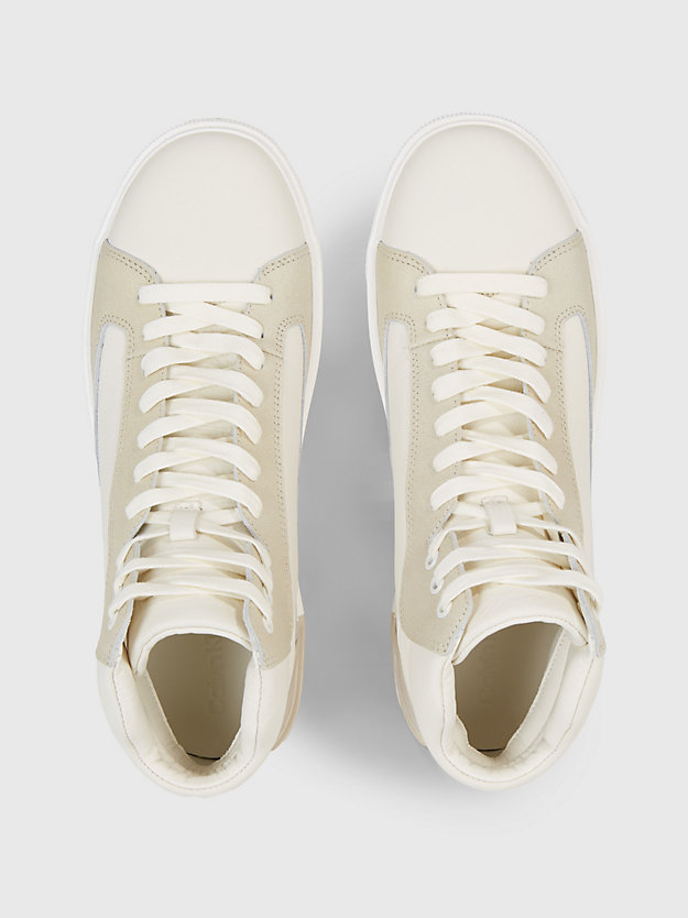 marshmallow/feather grey leather high-top trainers for men calvin klein