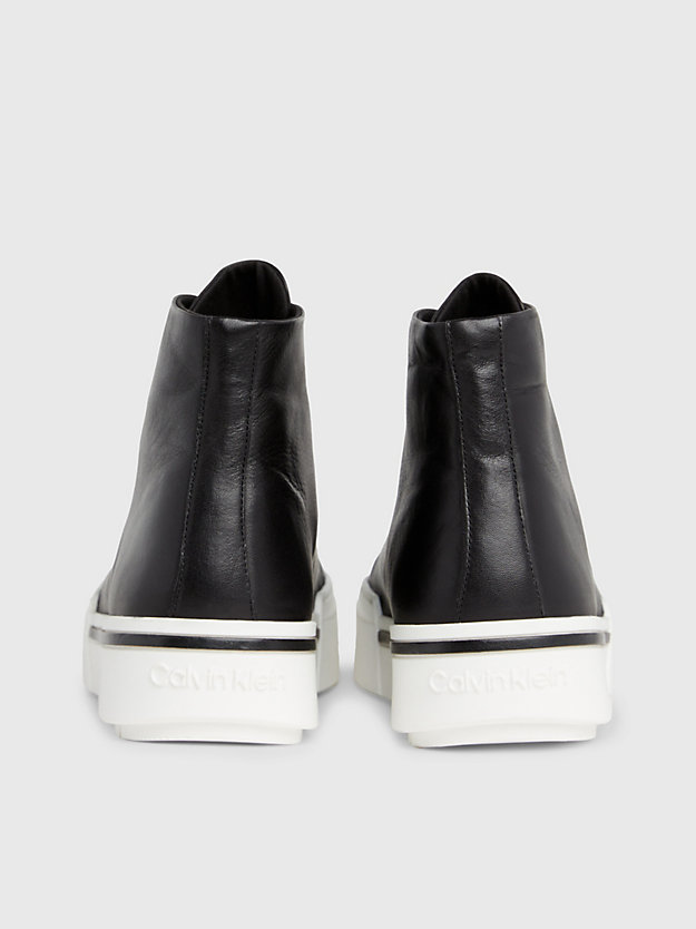 ck black leather high-top trainers for men calvin klein
