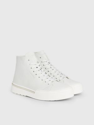 Mens leather clearance hi top trainers