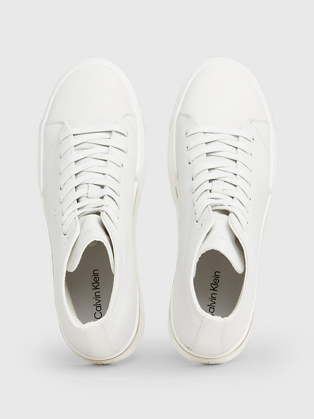marshmallow leather high-top trainers for men calvin klein