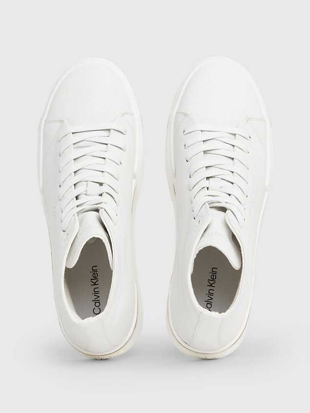 white skórzane buty sportowe za kostkę dla mężczyźni - calvin klein