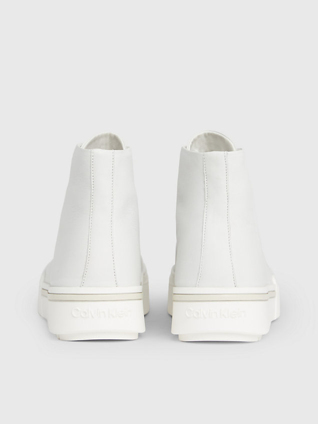 white skórzane buty sportowe za kostkę dla mężczyźni - calvin klein